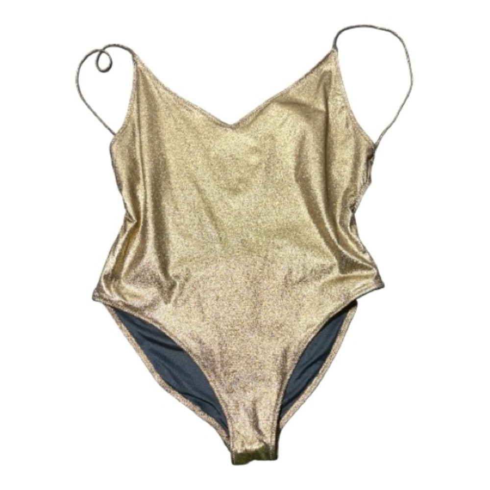 Zara Metallic Gold One-Piece Swimsuit